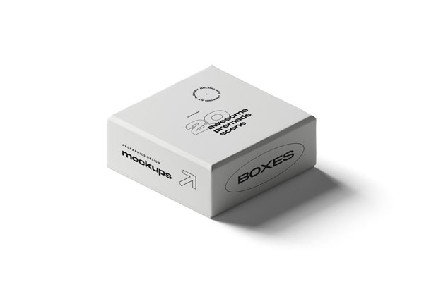 Perspective View of a Square Box Mockup