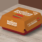 Perspective View of a Square Burger Packaging Mockup