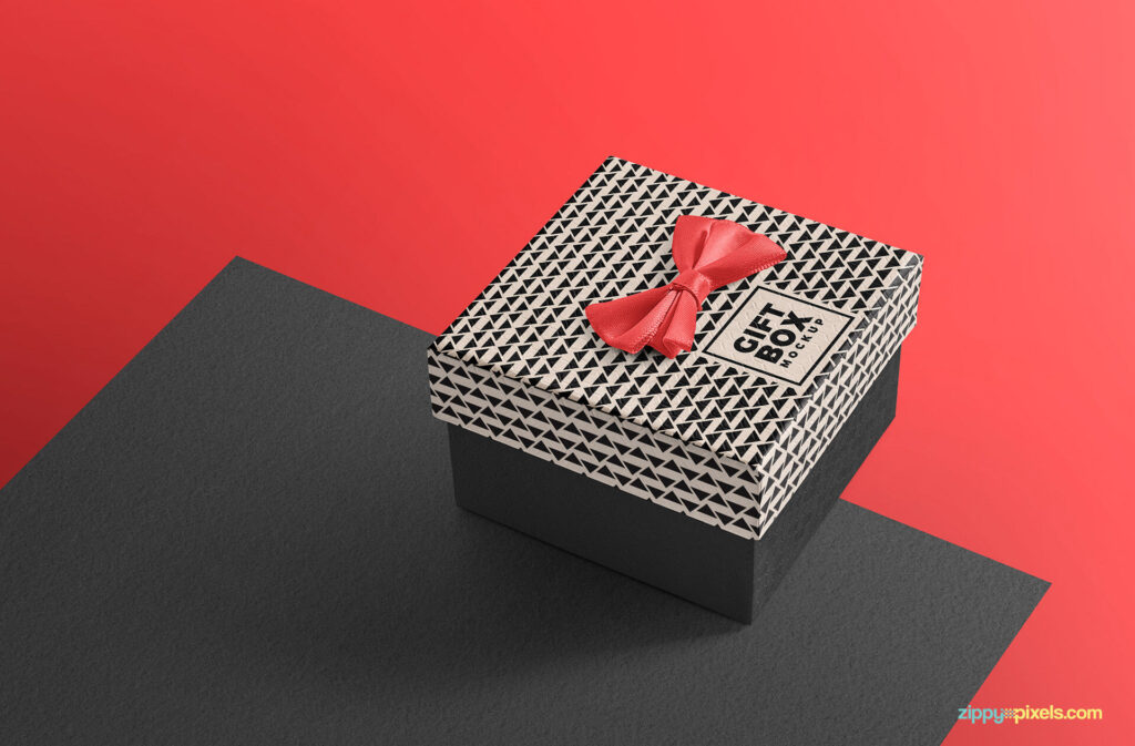 Perspective View of a Square Gift Box Mockup