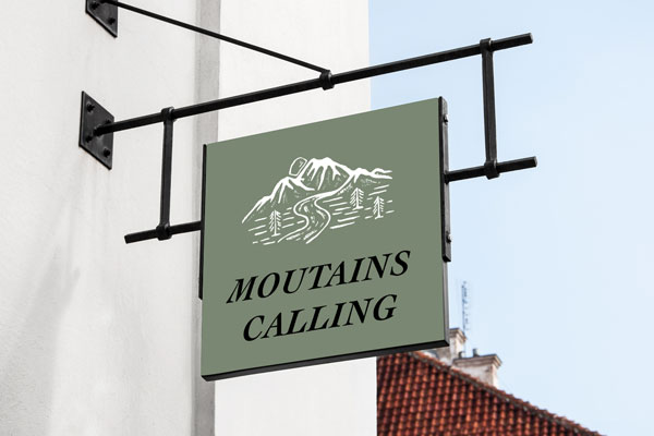 Perspective View of a Square Hanging Shop Sign Mockup