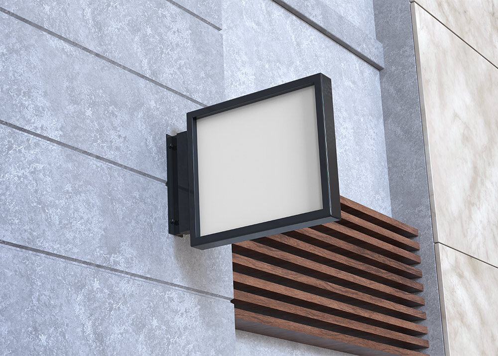 Perspective View of a Square Signboard Mockup