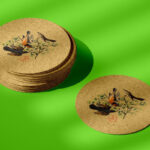Perspective View of a Stack of Round Tea Coasters Mockup