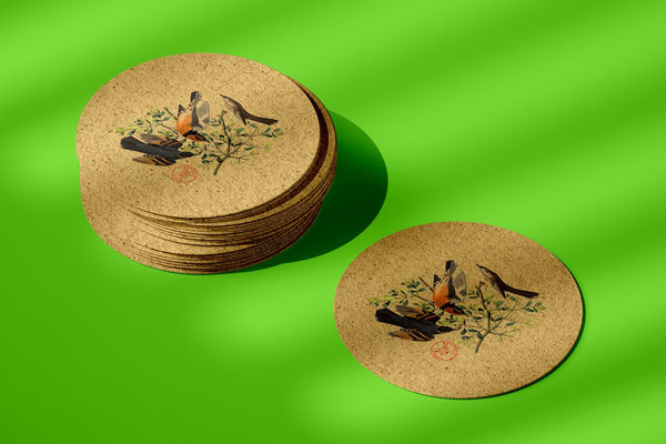 Perspective View of a Stack of Round Tea Coasters Mockup