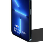 Perspective View of a Standing iPhone 13 Pro Mockup