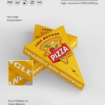 Perspective View of a Triangle Pizza Box Mockup