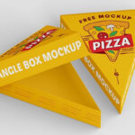 Perspective View of a Triangle Pizza Box Mockup