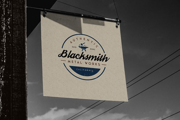 Perspective View of a Vintage Shop Sign Mockup