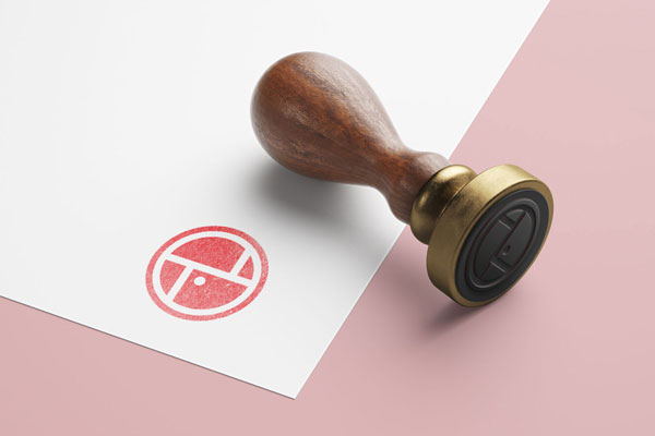 Perspective View of a Wooden Stamp Mockup