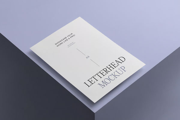 Perspective View of A4 Letterhead Mockup