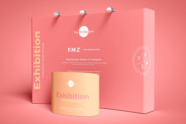 Perspective View of an Exhibition Booth Mockup