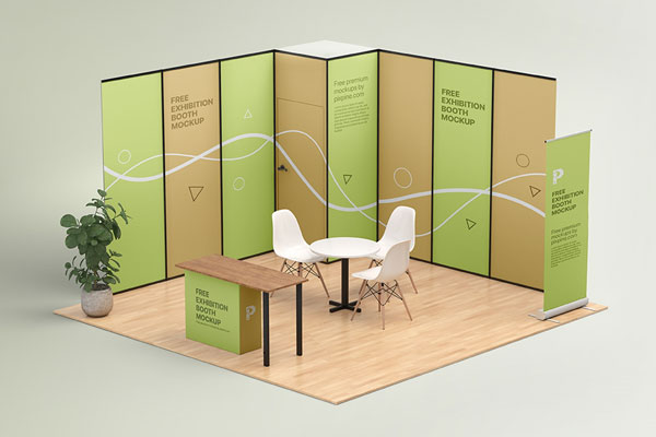 Perspective View of an Exhibition Booth Mockup