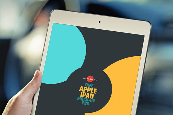 Perspective View of an iPad Held Up by Hands Mockup