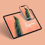 Perspective View of an iPhone 12 and an iPad Pro Mockup