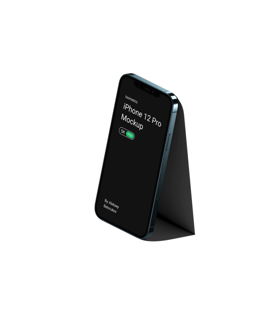 Perspective View of an iPhone 12 Pro Screen Mockup