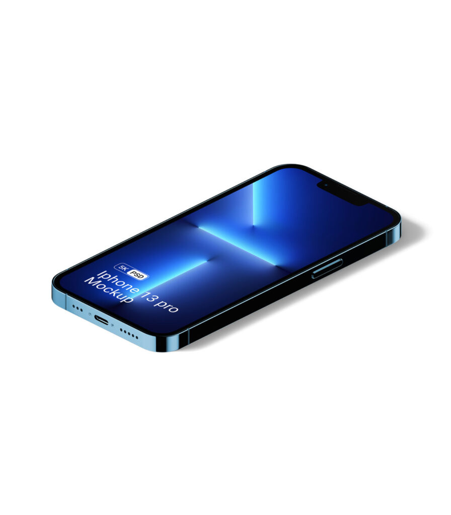 Perspective View of an iPhone 13 Pro Mockup