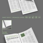 Perspective View of an Open and Two Close Newspapers Mockups