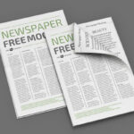 Perspective View of an Open and Two Close Newspapers Mockups