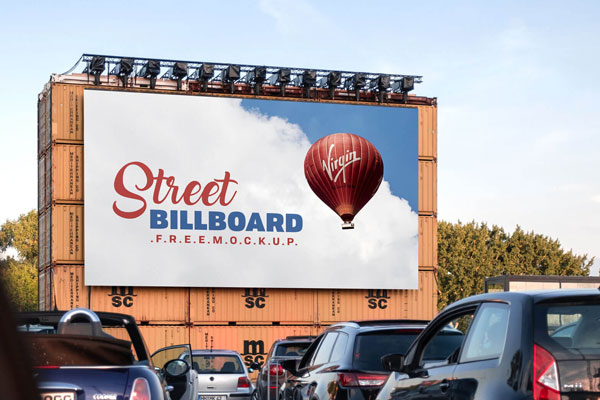Perspective View of an Outdoor Advertising Street Billboard Mockup