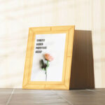 Perspective View of Animated Wooden Photo Frame Mockup