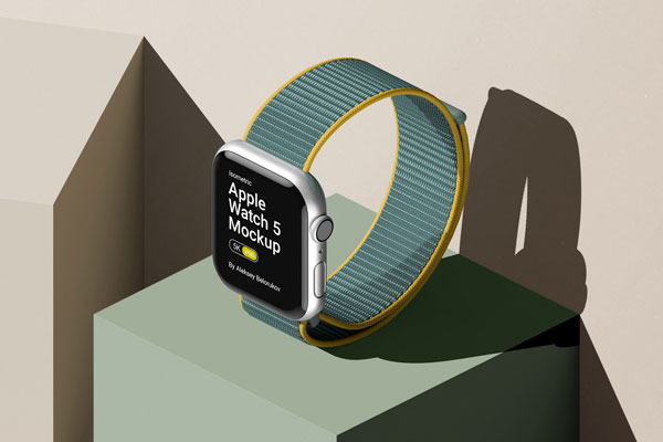 Perspective View of Apple Watch 5 Mockup