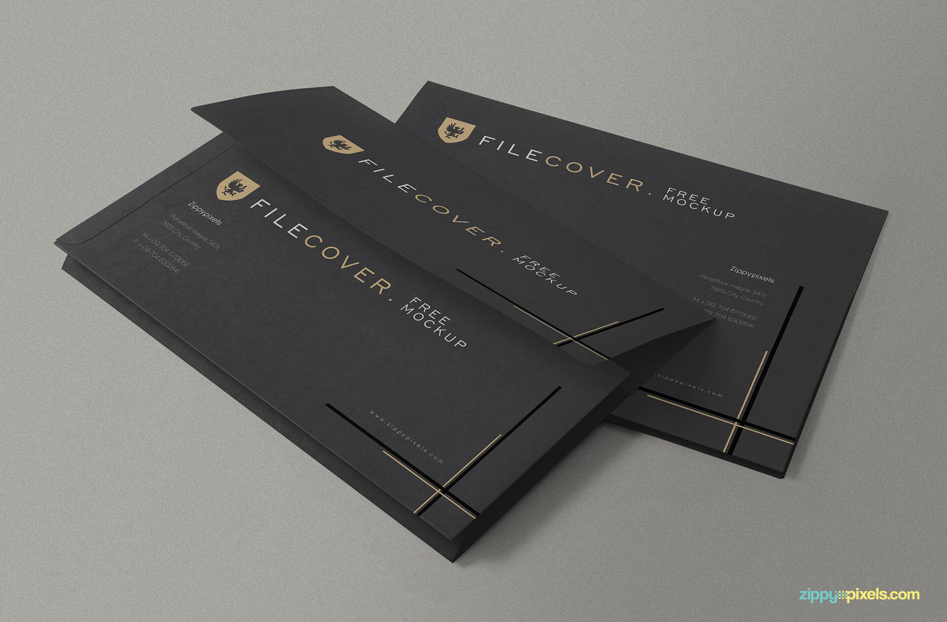 Perspective View of Back, Front and Flap of Two Envelops Mockup FREE PSD