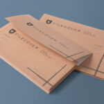 Perspective View of Back, Front and Flap of Two Envelops Mockup