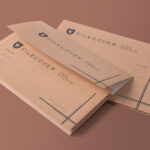 Perspective View of Back, Front and Flap of Two Envelops Mockup