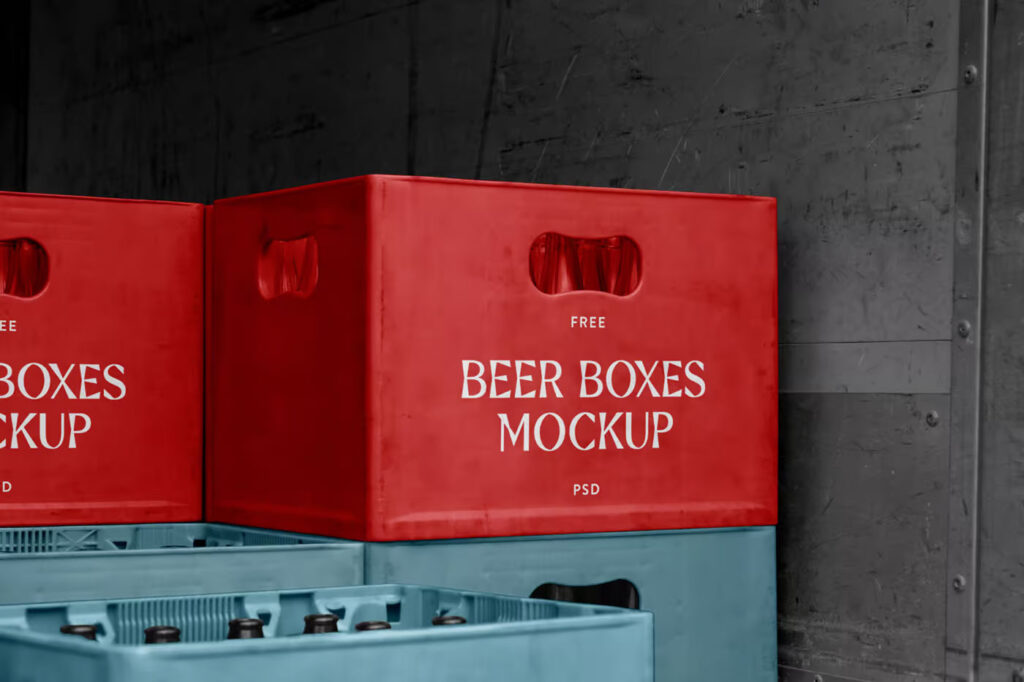Perspective View of Beer Boxes Mockup