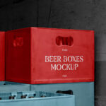 Perspective View of Beer Boxes Mockup
