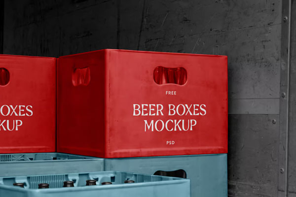 Perspective View of Beer Boxes Mockup