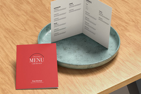 Perspective View of Bi Fold Restaurant Menu Mockup