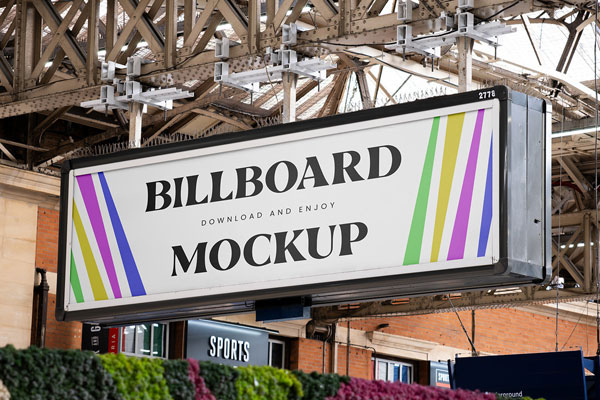 Perspective View of Billboard on Victoria Station Mockup