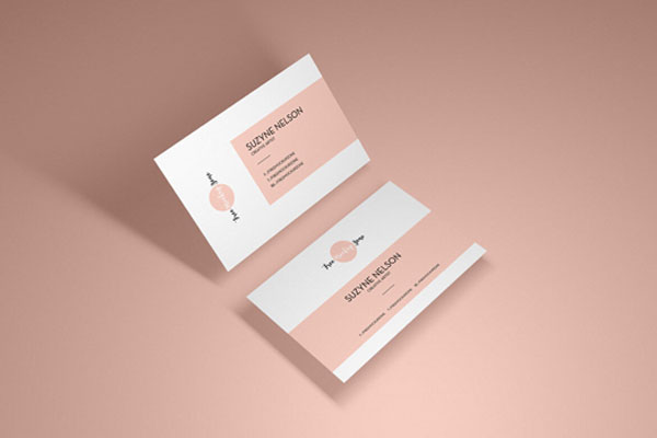 Perspective View of Both Sides of a Business Card Mockup
