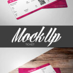 Perspective View of Both Sides of a Ticket Mockup