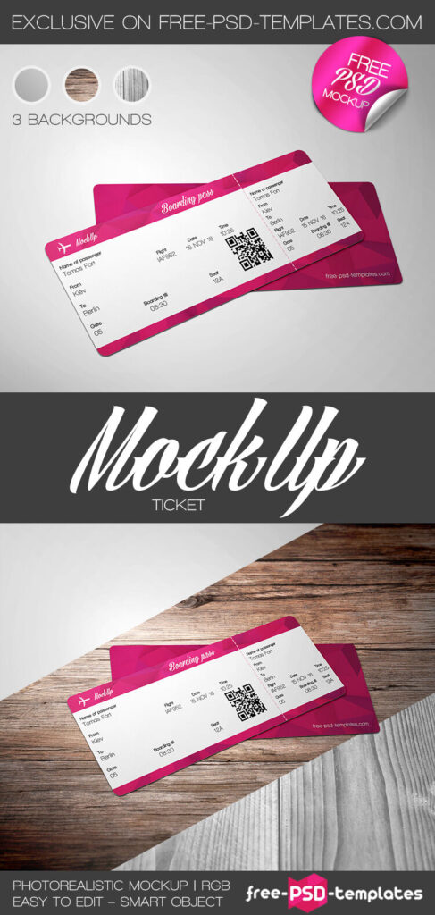 Perspective View of Both Sides of a Ticket Mockup