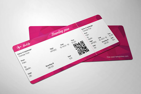 Perspective View of Both Sides of a Ticket Mockup