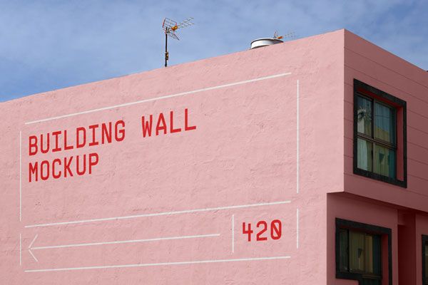 Perspective View of Building Wall Mockup
