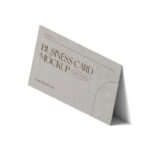 Perspective View of Business Card Mockup Against Wall
