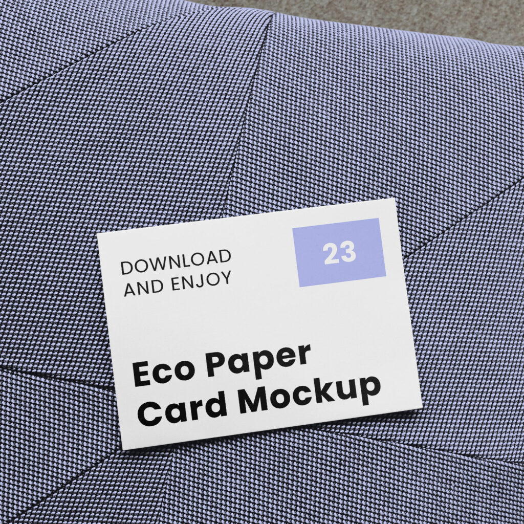 Perspective View of Business Card Mockup on Pillow
