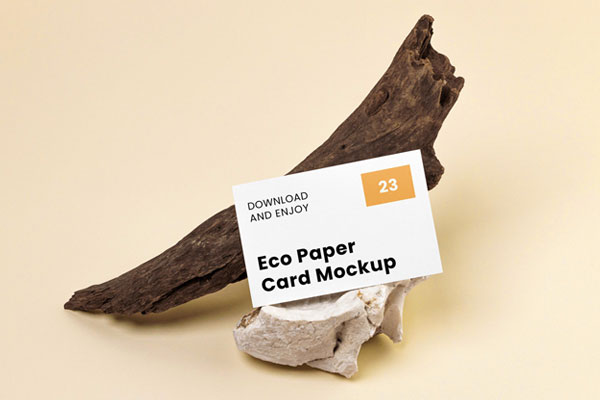 Perspective View of Business Card Mockup with Branch