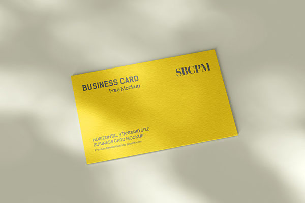 Perspective View of Business Card Mockup with Shadows