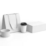 Perspective View of Cafe Branding Items Mockup