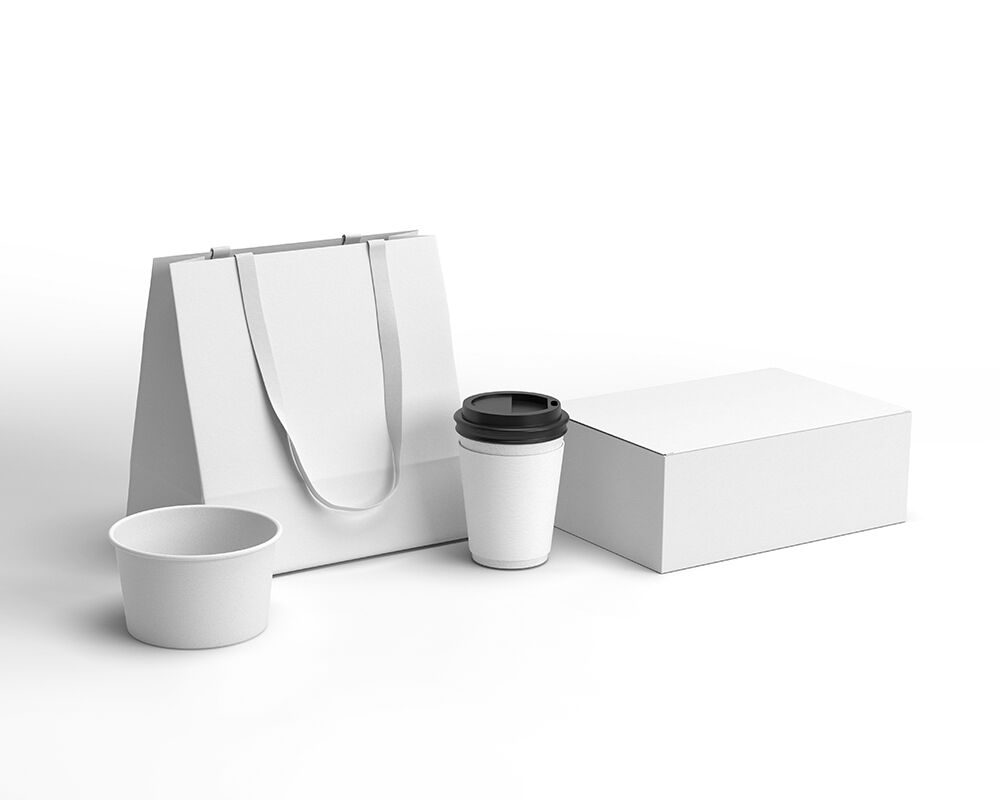 Perspective View of Cafe Branding Items Mockup