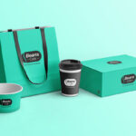 Perspective View of Cafe Branding Items Mockup