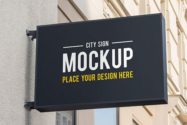 Perspective View of City Sign Mockup