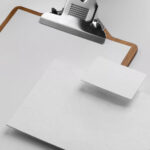 Perspective View of Clipboard, Business Card Mockup