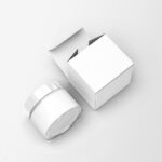Perspective View of Cosmetic Glass Jar and Box Mockup