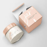 Perspective View of Cosmetic Glass Jar and Box Mockup