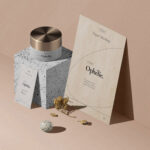 Perspective View of Cosmetic Packaging Mockup with Paper