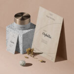 Perspective View of Cosmetic Packaging Mockup with Paper